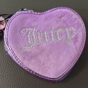 Juicy🍊 Couture "String of Pearls" Heart🩷 Zip Around in Violet💜 Tulle - NWT